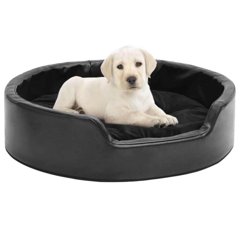 vidaXL Hondenmand 69x59x19 cm pluche en kunstleer zwart vidaXL Hondenmand 69x59x19 cm pluche en kunstleer zwart afbeelding 1