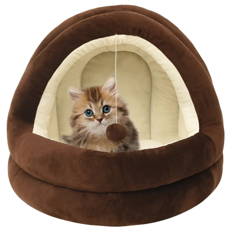 vidaXL Kattenmand 40x40x35 cm bruin en crèmekleurig afbeelding 1