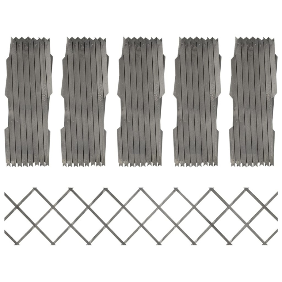 vidaXL Tuinlatwerken 5 st 180x30 cm massief vurenhout grijs vidaXL Tuinlatwerken 5 st 180x30 cm massief vurenhout grijs afbeelding 1