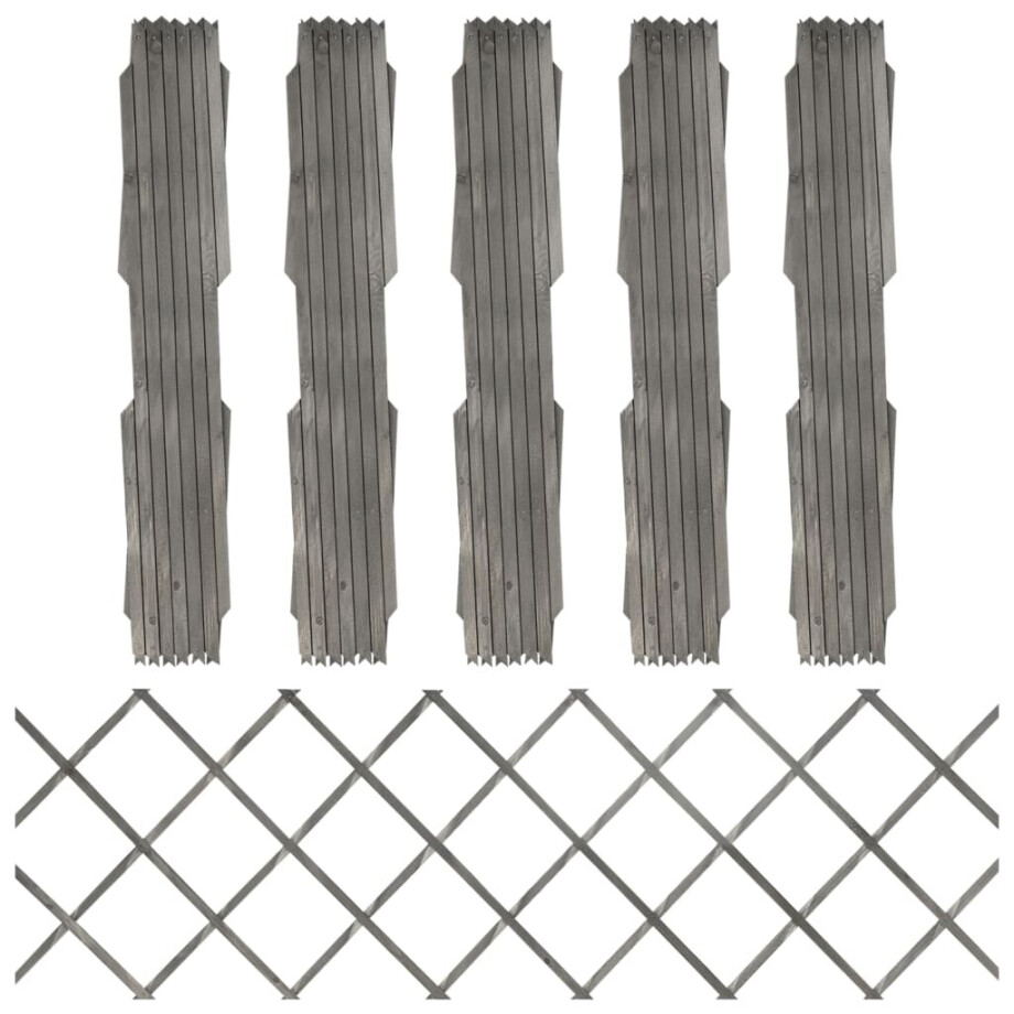 vidaXL Tuinlatwerken 5 st 180x60 cm massief vurenhout grijs vidaXL Tuinlatwerken 5 st 180x60 cm massief vurenhout grijs afbeelding 1
