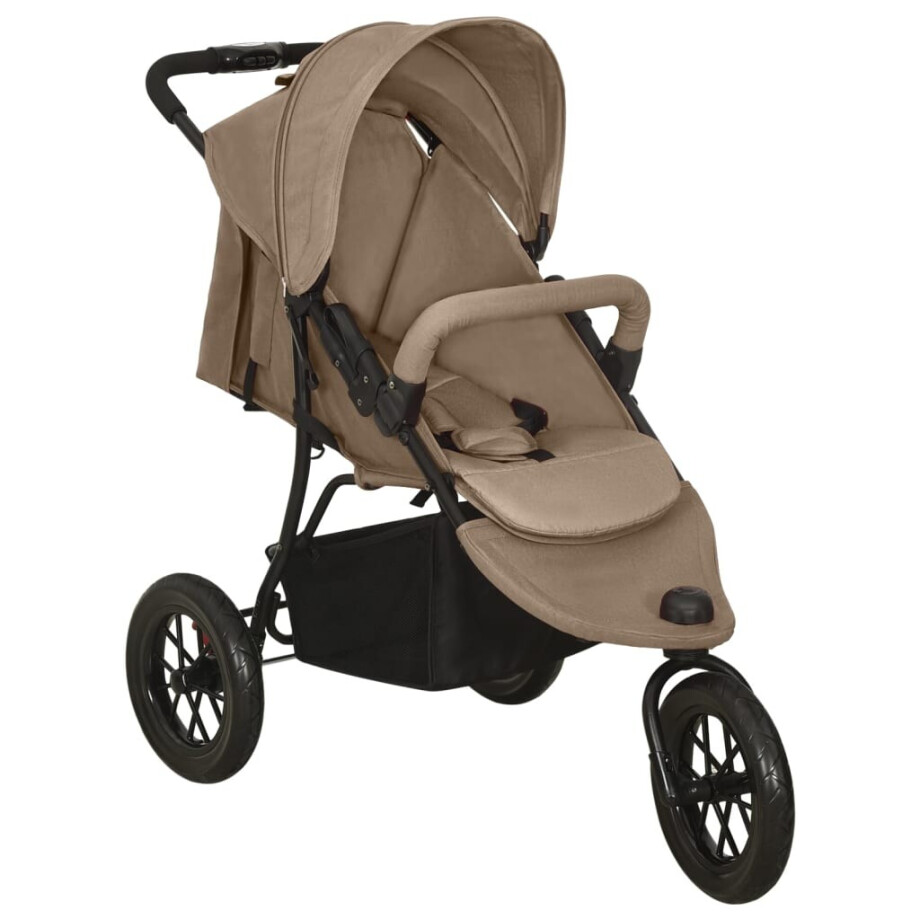 vidaXL Kinderwagen staal taupe afbeelding 1
