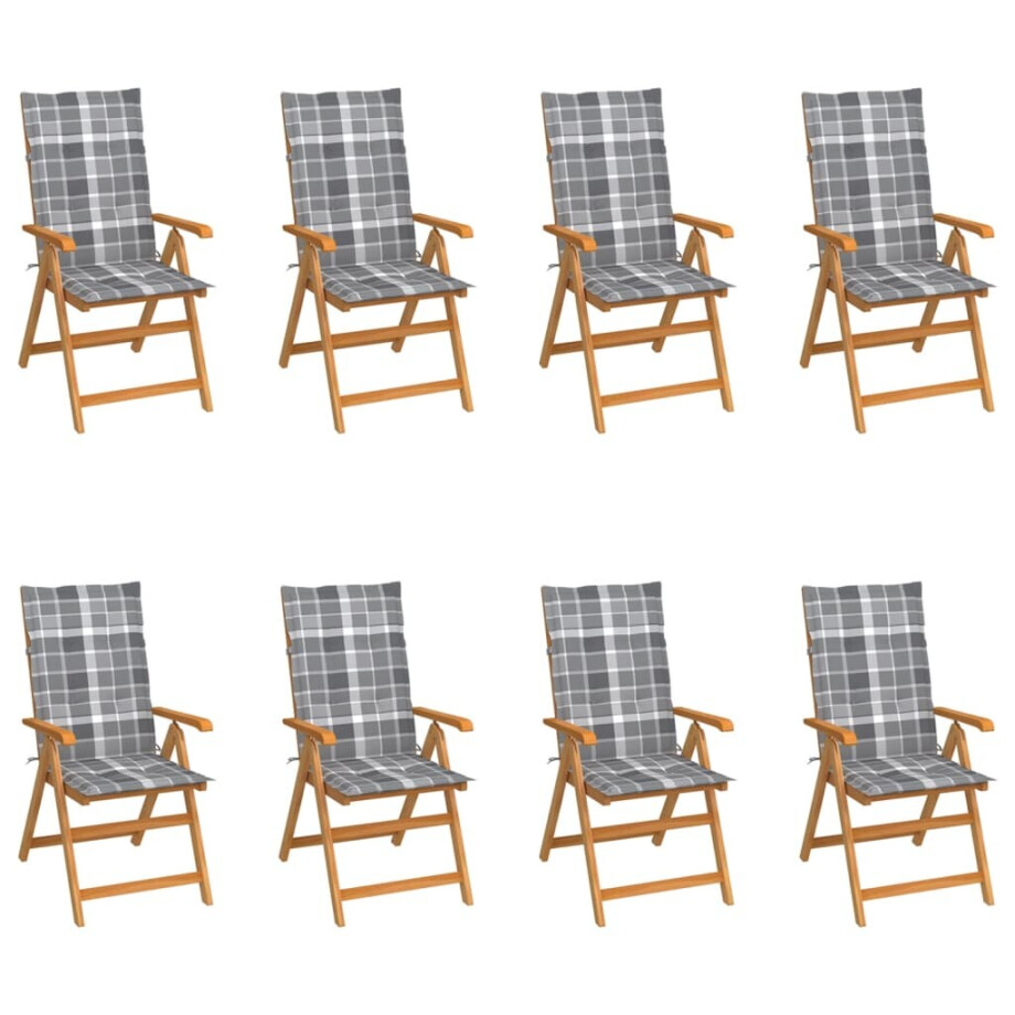 vidaXL Tuinstoelen 8 st verstelbaar met kussens massief teakhout vidaXL Tuinstoelen 8 st verstelbaar met kussens massief teakhout afbeelding 1