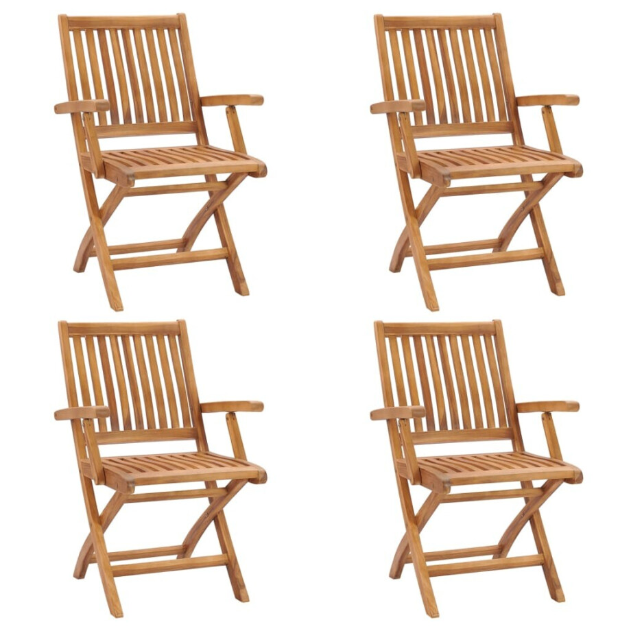 vidaXL Tuinstoelen 4 st inklapbaar massief teakhout afbeelding 1