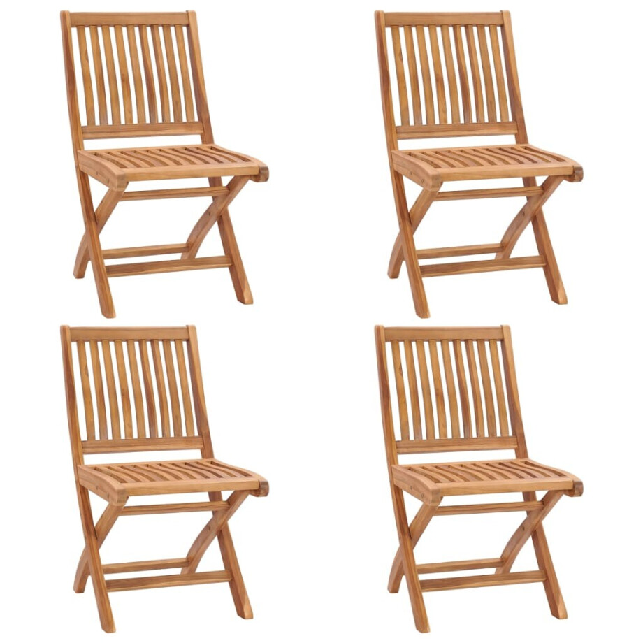 vidaXL Tuinstoelen 4 st inklapbaar massief teakhout afbeelding 1