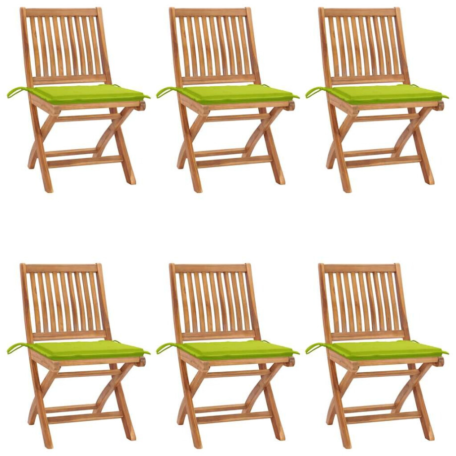 vidaXL Tuinstoelen 6 st inklapbaar met kussens massief teakhout afbeelding 1