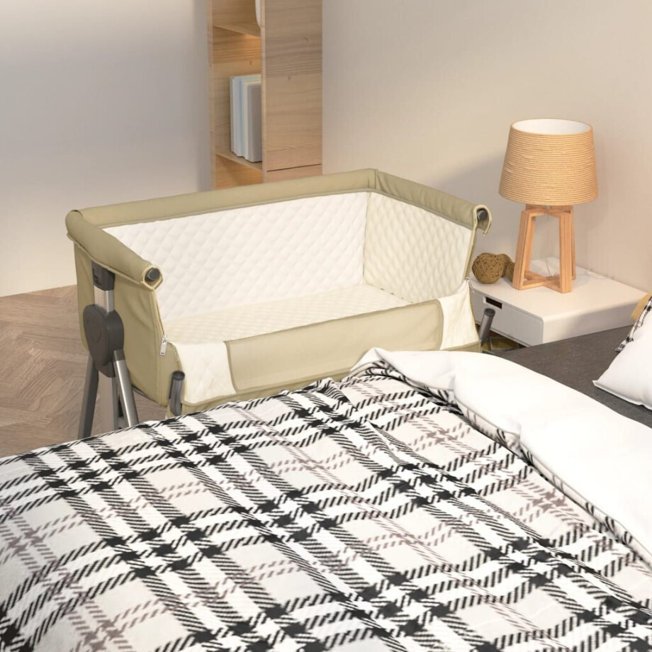 vidaXL Babybox met matras linnen taupe vidaXL Babybox met matras linnen taupe afbeelding 1