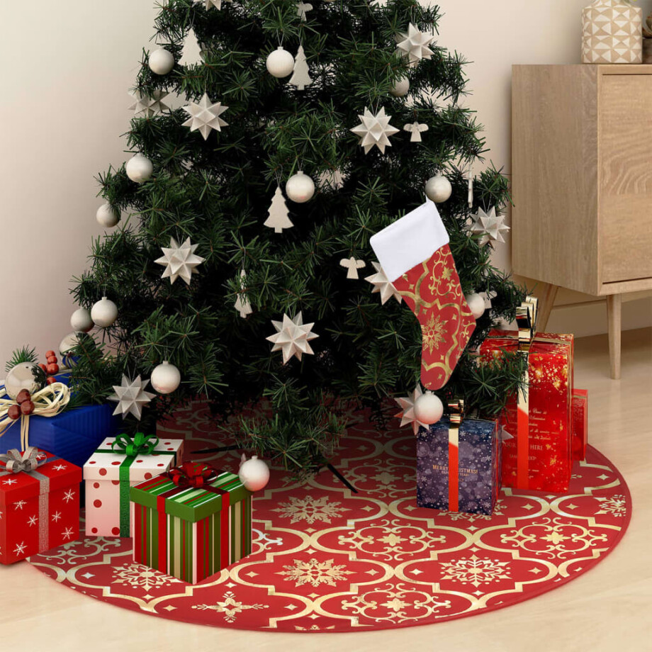 vidaXL Luxe Kerstboomrok met Sok Rood 150 cm Stof afbeelding 1