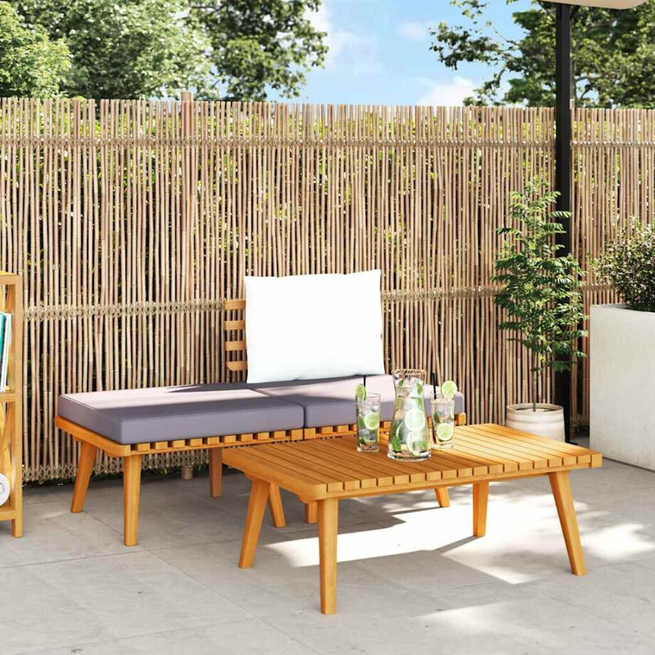 vidaXL 3-delige Loungeset met kussens massief acaciahout vidaXL 3-delige Loungeset met kussens massief acaciahout afbeelding 1