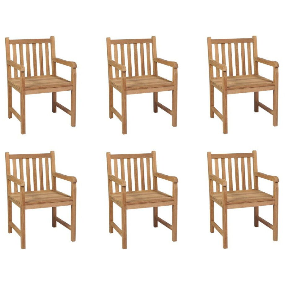vidaXL Tuinstoelen 6 st massief teakhout afbeelding 1