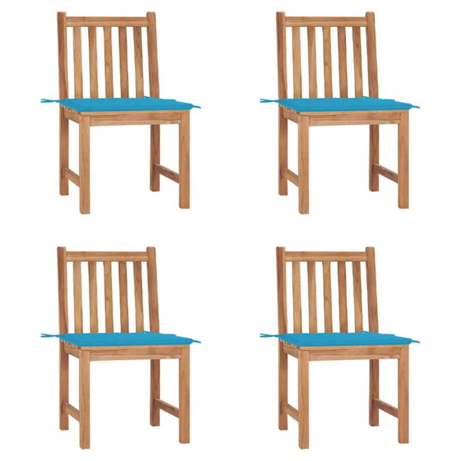 vidaXL Tuinstoelen 4 st met kussens massief teakhout vidaXL Tuinstoelen 4 st met kussens massief teakhout afbeelding 1