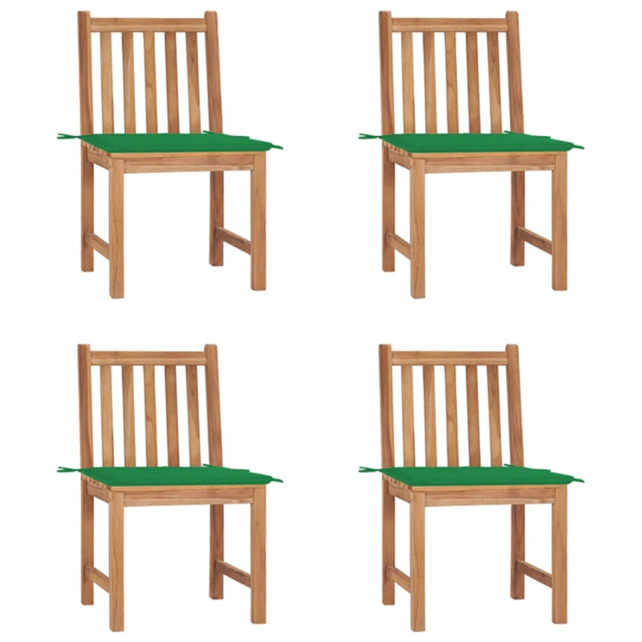 vidaXL Tuinstoelen 4 st met kussens massief teakhout vidaXL Tuinstoelen 4 st met kussens massief teakhout afbeelding 1