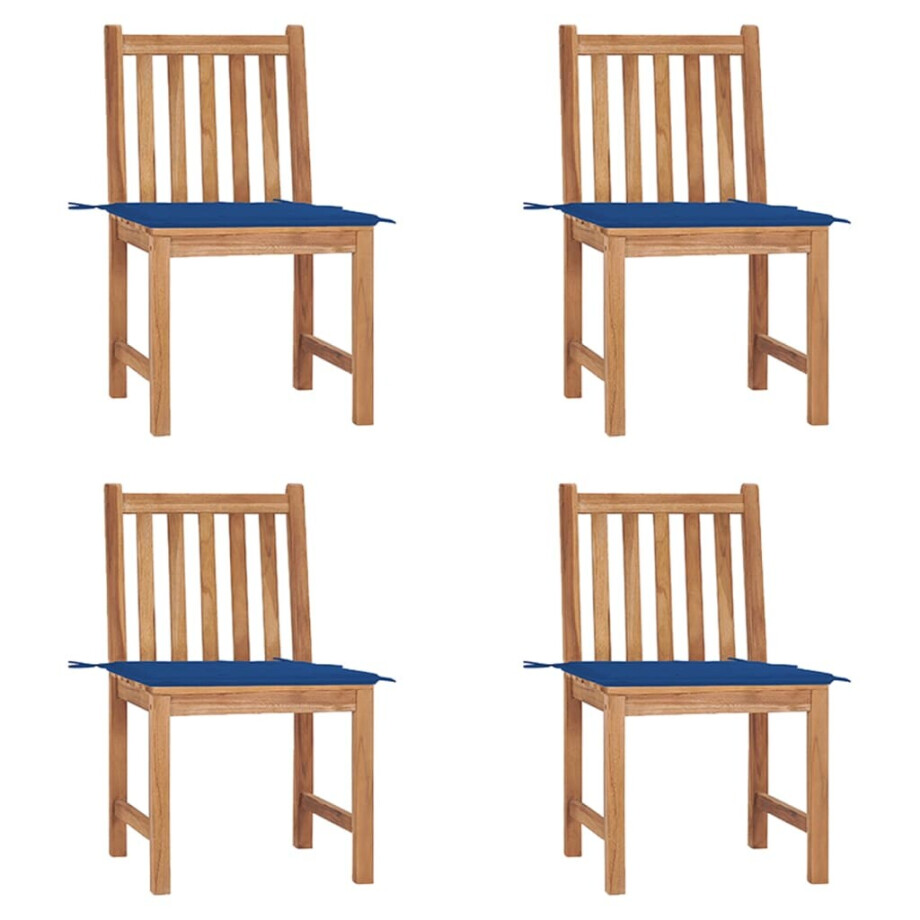 vidaXL Tuinstoelen 4 st met kussens massief teakhout afbeelding 1