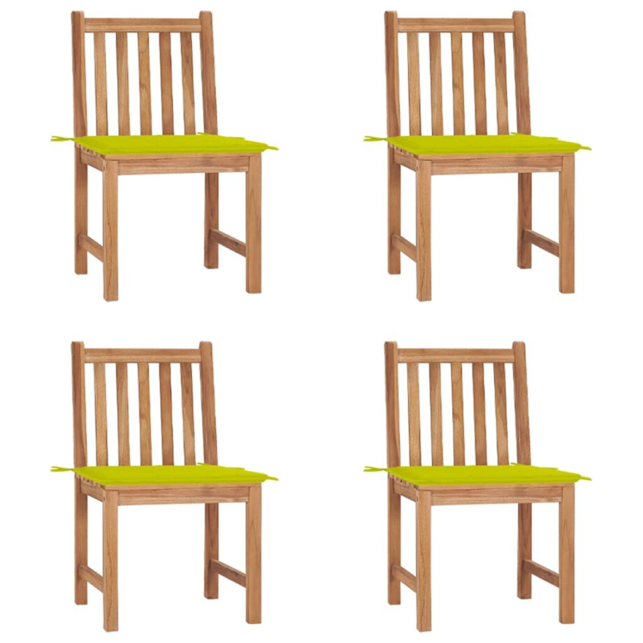 vidaXL Tuinstoelen 4 st met kussens massief teakhout afbeelding 1