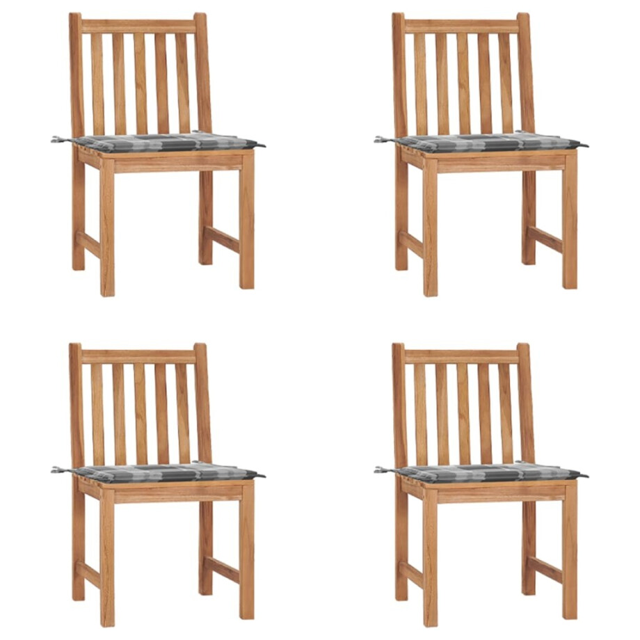vidaXL Tuinstoelen 4 st met kussens massief teakhout vidaXL Tuinstoelen 4 st met kussens massief teakhout afbeelding 1