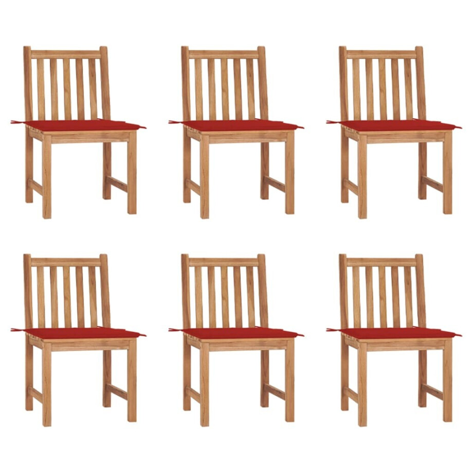 vidaXL Tuinstoelen 6 st met kussens massief teakhout afbeelding 1
