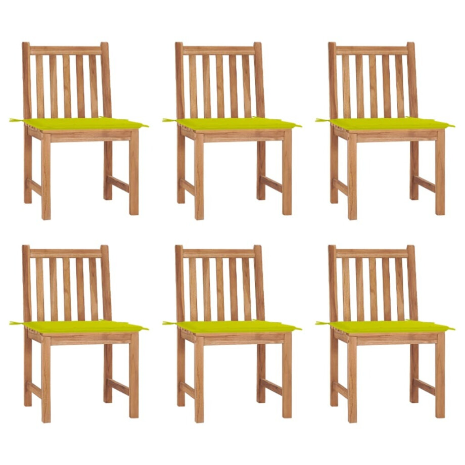 vidaXL Tuinstoelen 6 st met kussens massief teakhout afbeelding 1
