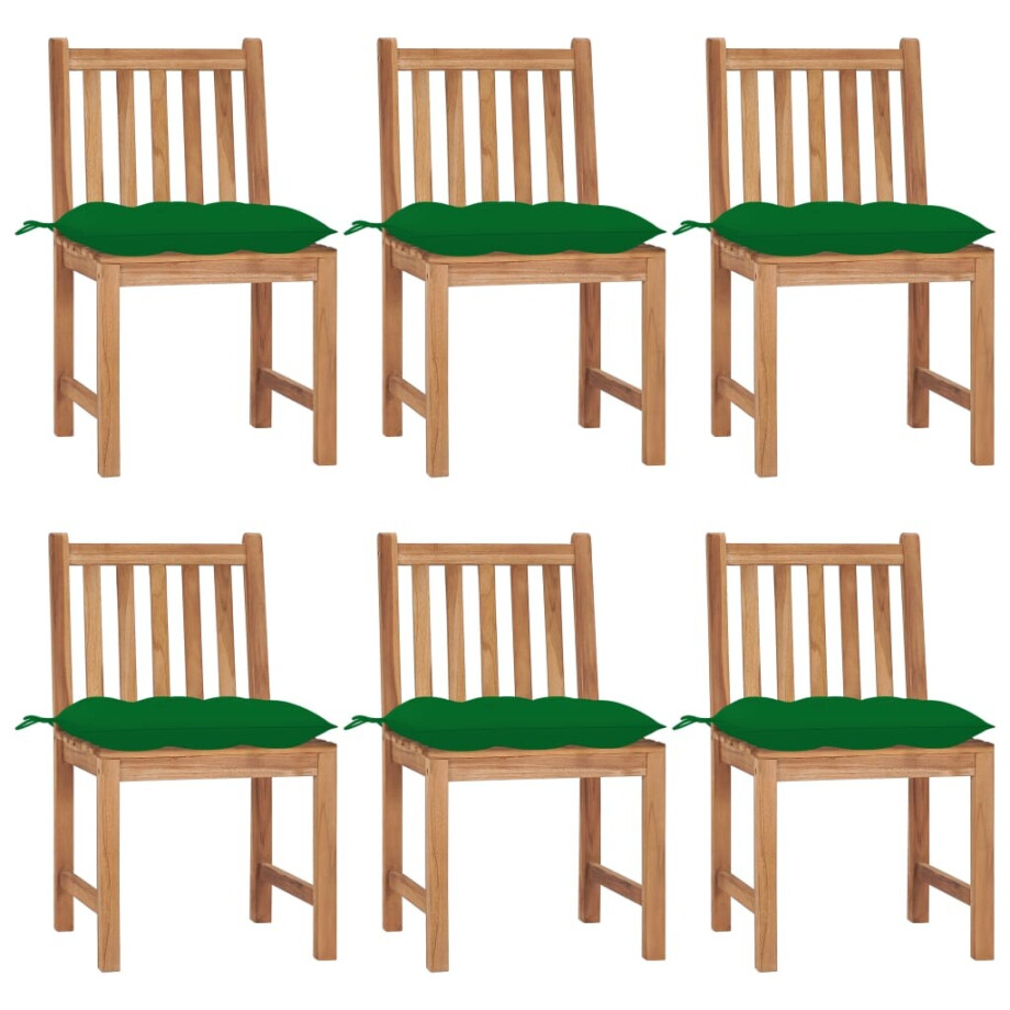 vidaXL Tuinstoelen 6 st met kussens massief teakhout vidaXL Tuinstoelen 6 st met kussens massief teakhout afbeelding 1
