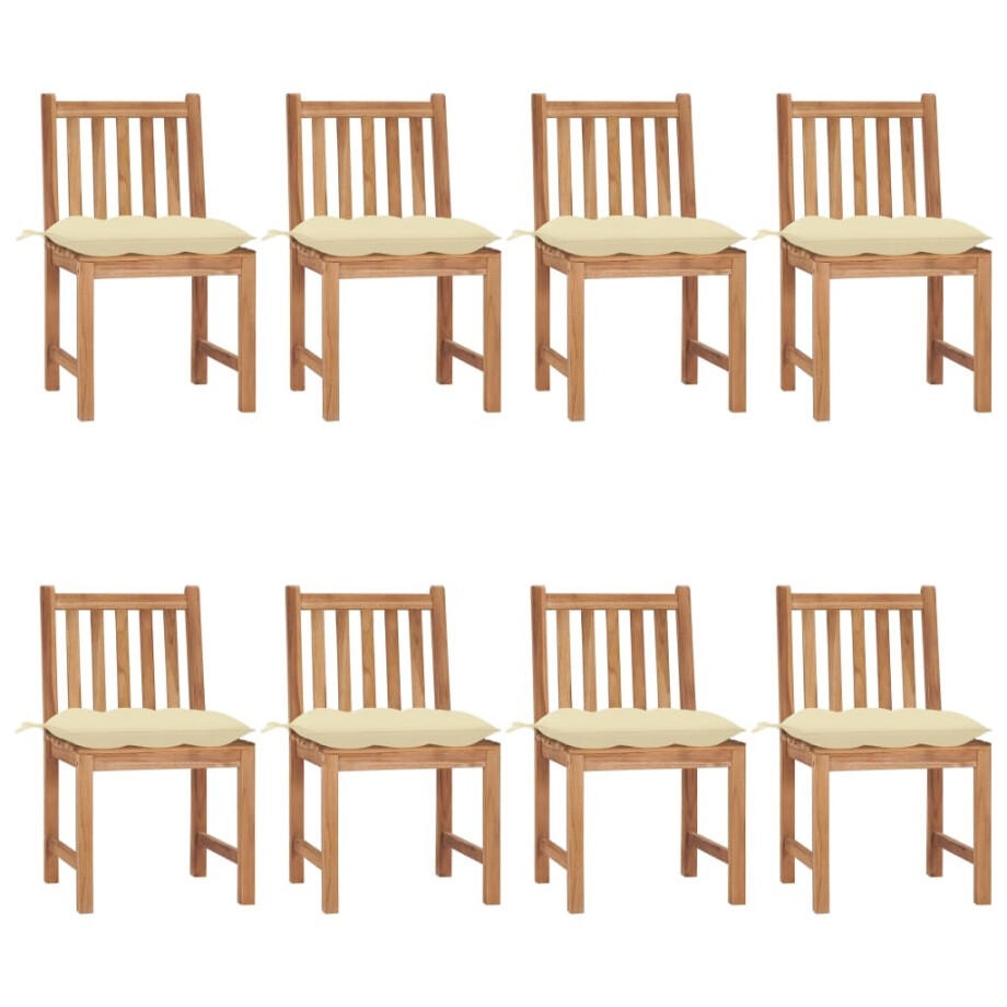 vidaXL Tuinstoelen 8 st met kussens massief teakhout afbeelding 1