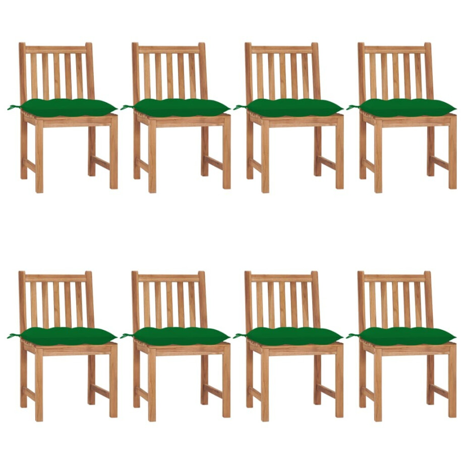 vidaXL Tuinstoelen 8 st met kussens massief teakhout afbeelding 1