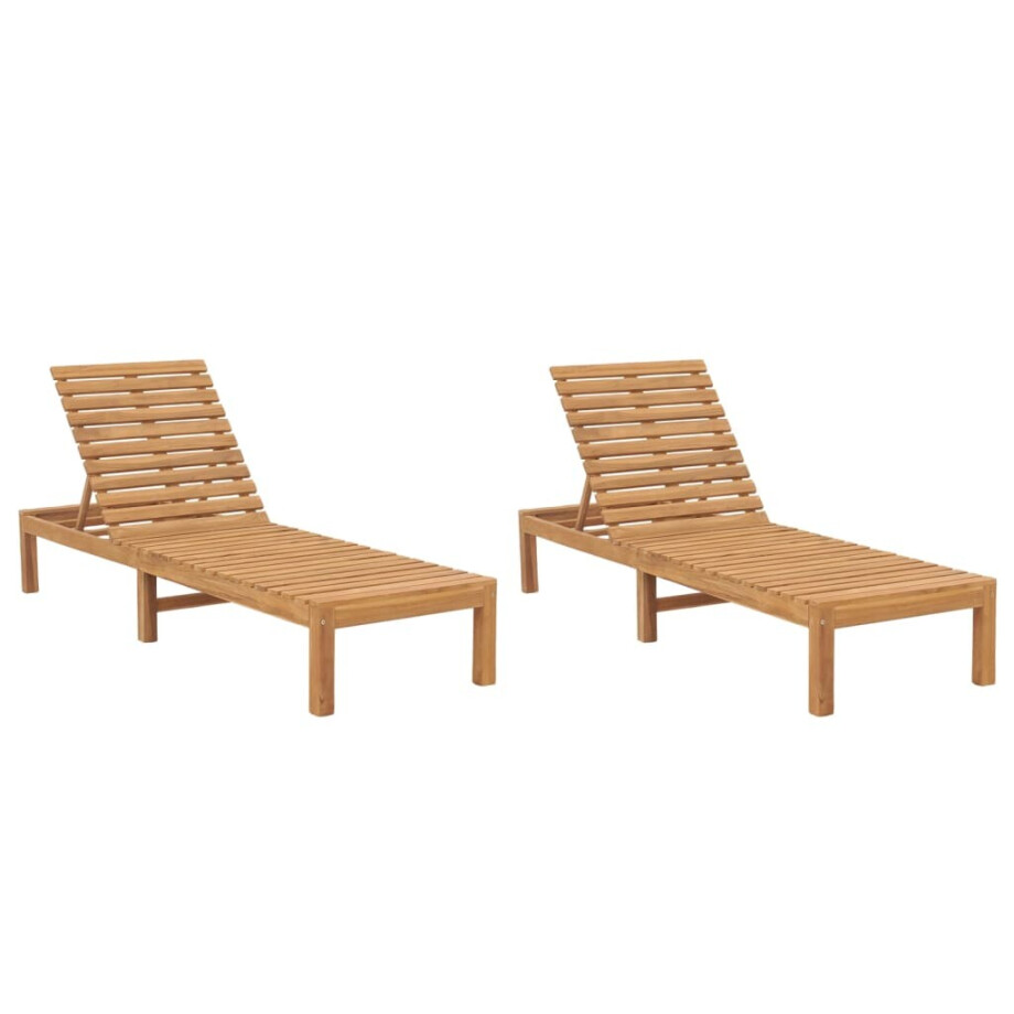 vidaXL Ligbedden 2 st massief teakhout vidaXL Ligbedden 2 st massief teakhout afbeelding 1
