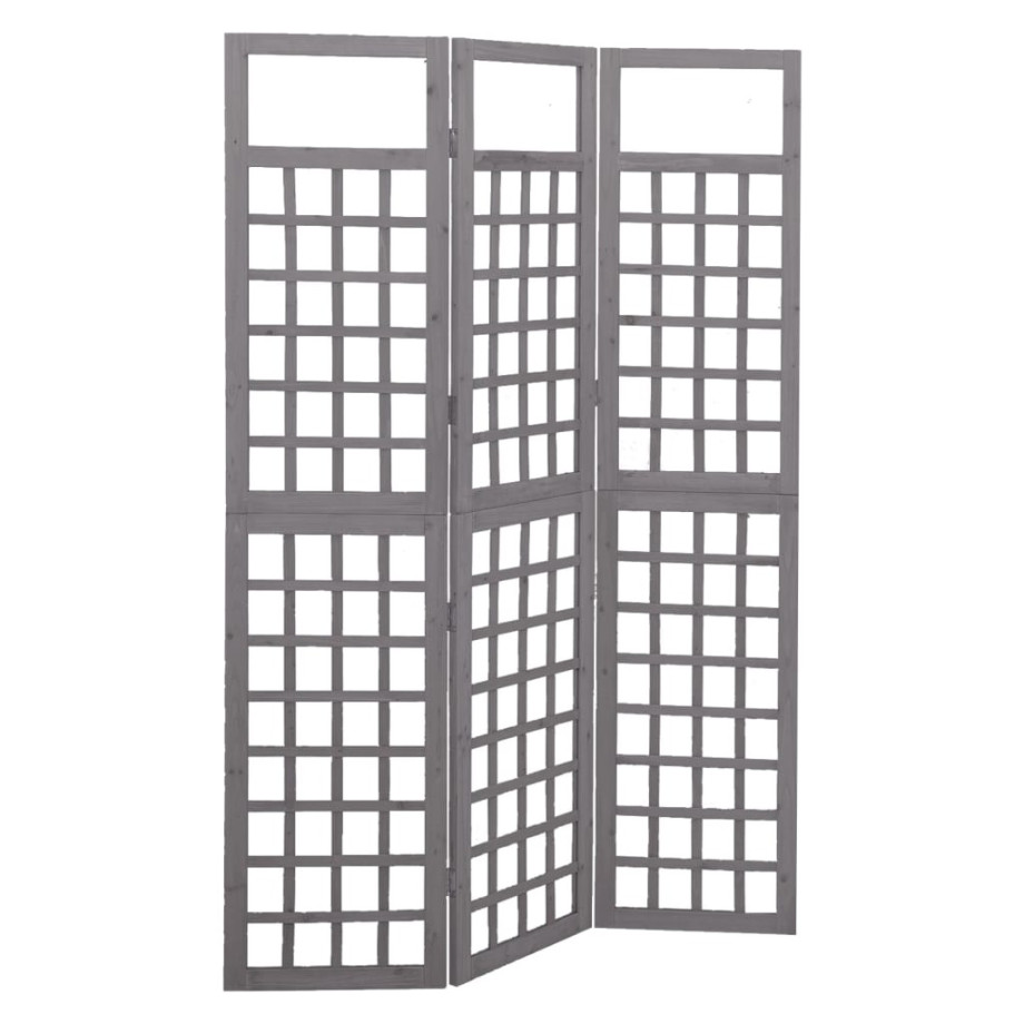 vidaXL Kamerscherm/trellis met 3 panelen 121x180 cm vurenhout grijs afbeelding 1