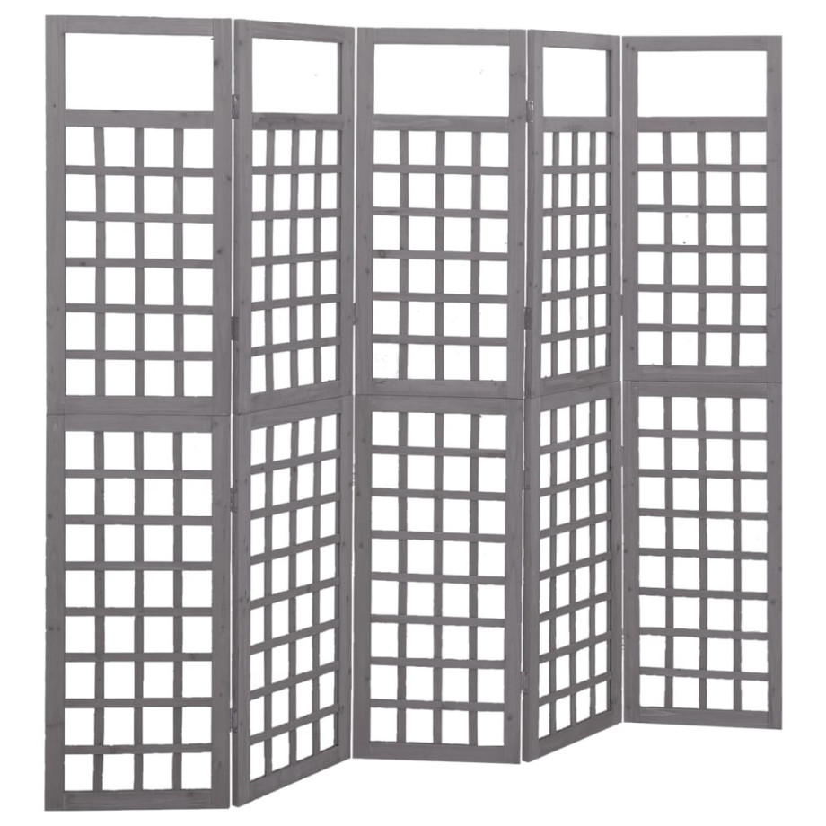 vidaXL Kamerscherm/trellis met 5 panelen 201,5x180 cm vurenhout grijs afbeelding 1
