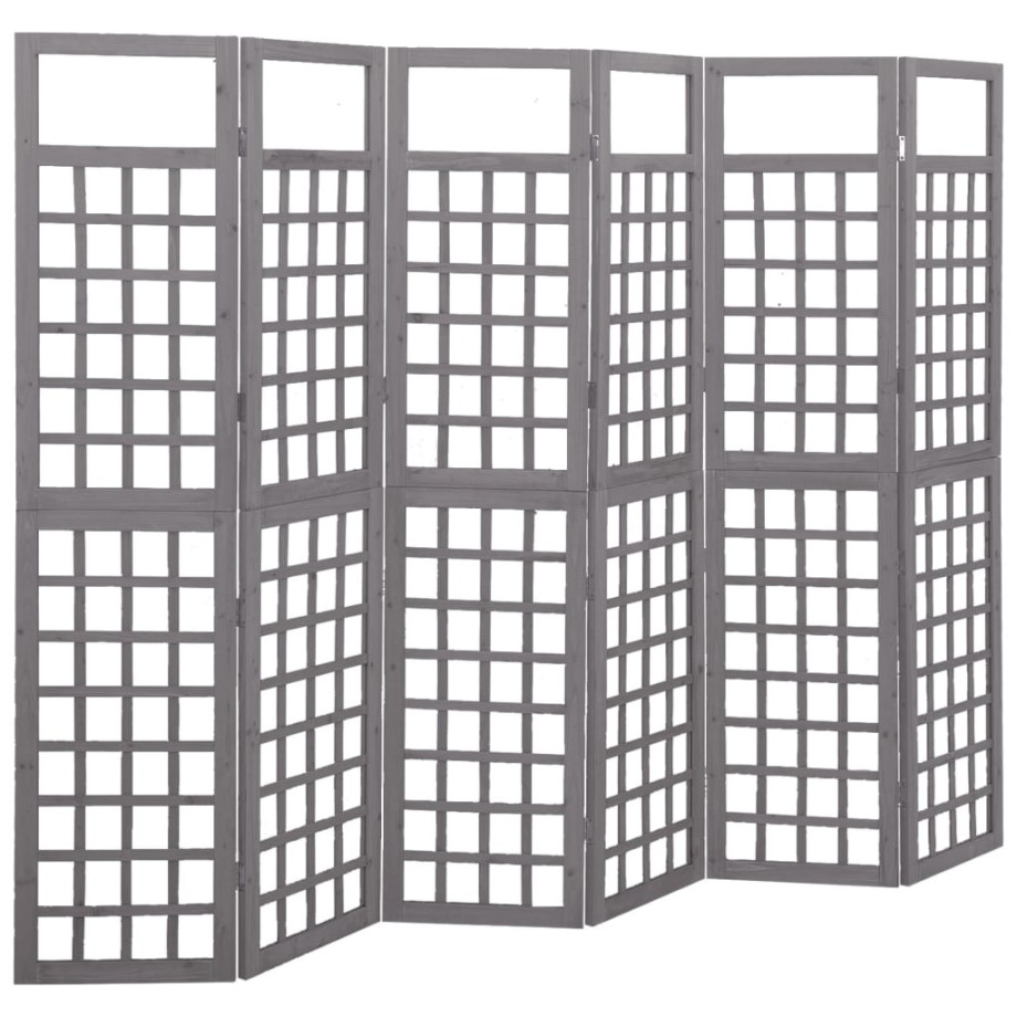 vidaXL Kamerscherm/trellis met 6 panelen 242,5x180 cm vurenhout grijs afbeelding 1