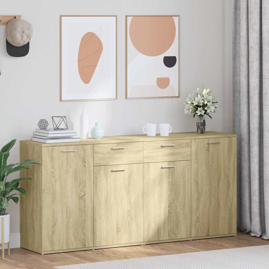 vidaXL Dressoir 160x36x75 cm bewerkt hout sonoma eikenkleurig afbeelding 1