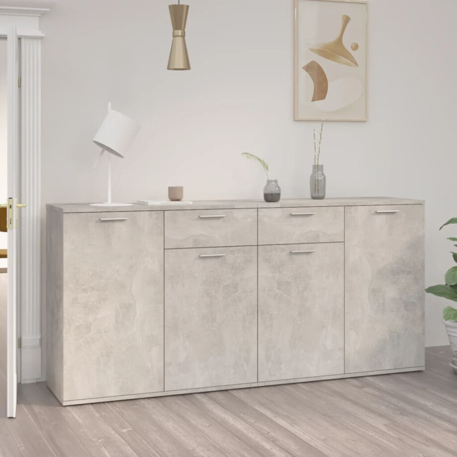 vidaXL Dressoir 160x36x75 cm bewerkt hout betongrijs afbeelding 1