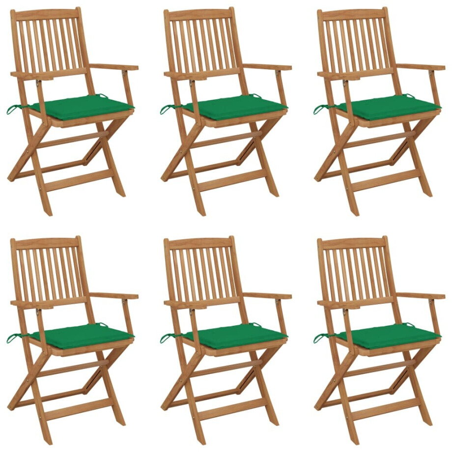 vidaXL Tuinstoelen 6 st inklapbaar met kussens massief acaciahout afbeelding 1