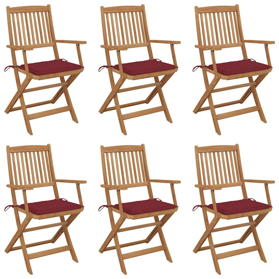 vidaXL Tuinstoelen 6 st inklapbaar met kussens massief acaciahout afbeelding 1