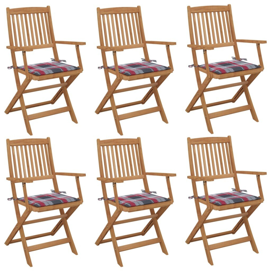 vidaXL Tuinstoelen 6 st inklapbaar met kussens massief acaciahout afbeelding 1