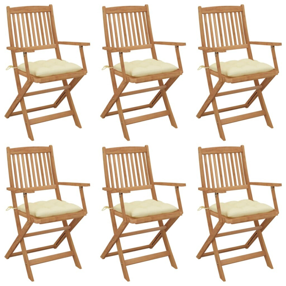 vidaXL Tuinstoelen 6 st inklapbaar met kussens massief acaciahout afbeelding 1