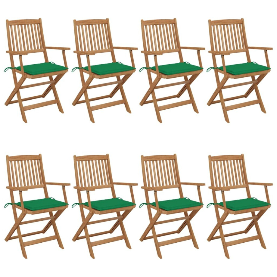 vidaXL Tuinstoelen 8 st inklapbaar met kussens massief acaciahout afbeelding 1