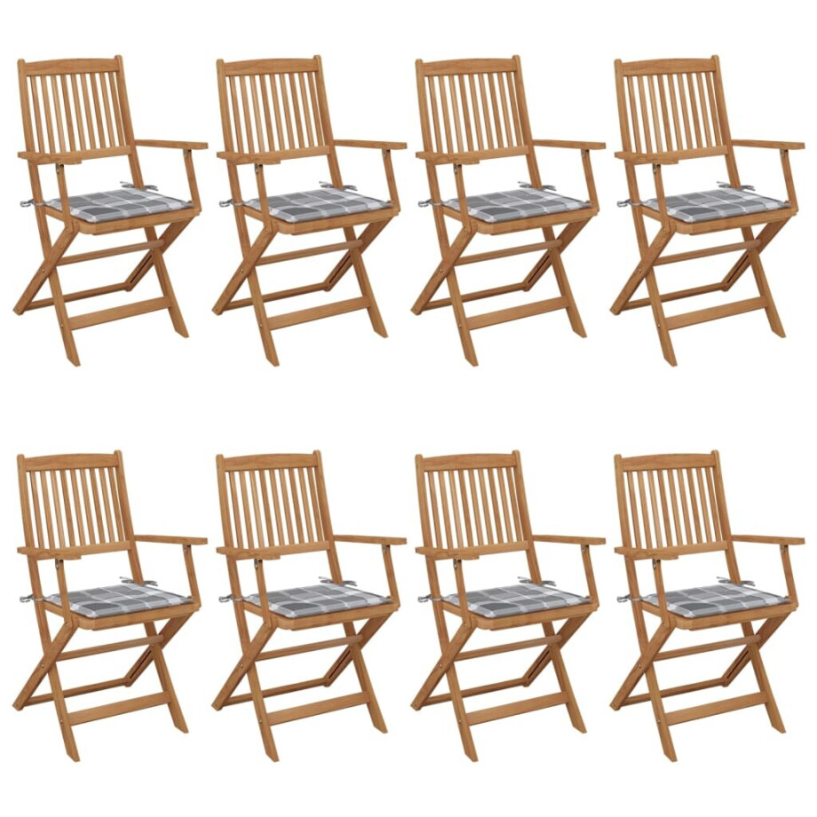 vidaXL Tuinstoelen 8 st inklapbaar met kussens massief acaciahout afbeelding 1