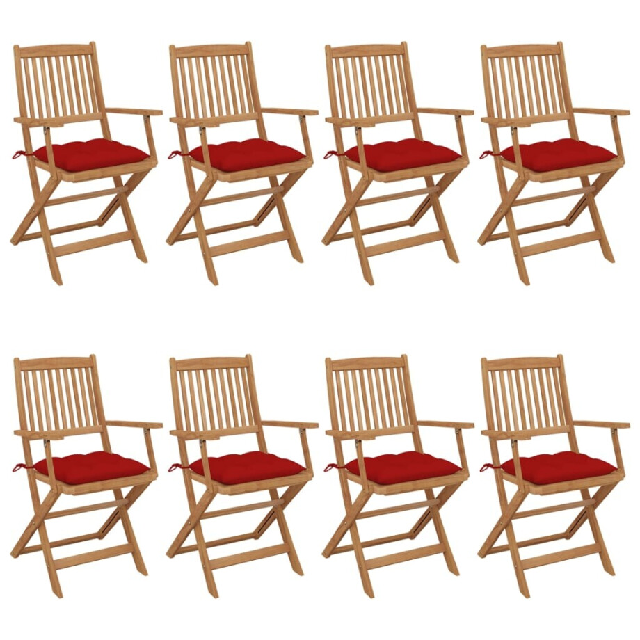 vidaXL Tuinstoelen 8 st inklapbaar met kussens massief acaciahout vidaXL Tuinstoelen 8 st inklapbaar met kussens massief acaciahout afbeelding 1
