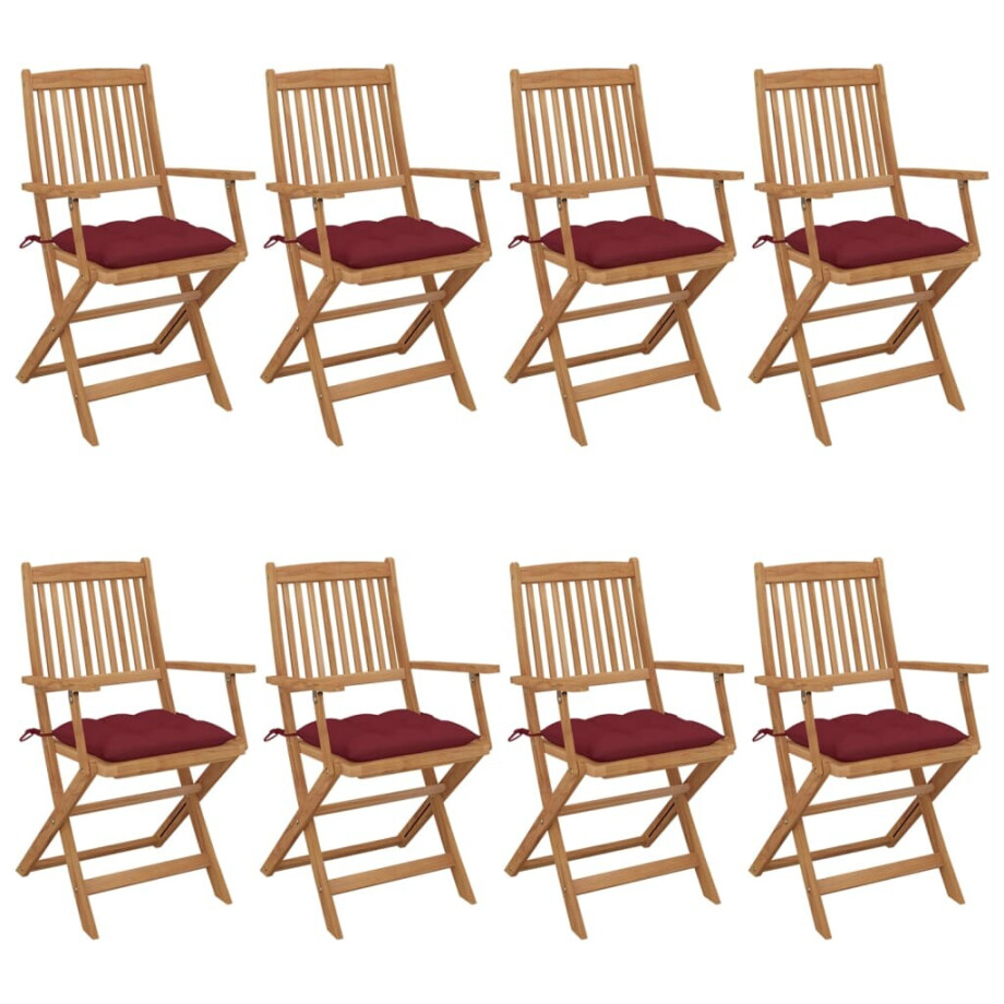 vidaXL Tuinstoelen 8 st inklapbaar met kussens massief acaciahout vidaXL Tuinstoelen 8 st inklapbaar met kussens massief acaciahout afbeelding 1