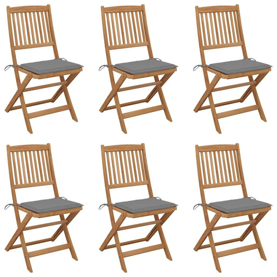 vidaXL Tuinstoelen 6 st inklapbaar met kussens massief acaciahout vidaXL Tuinstoelen 6 st inklapbaar met kussens massief acaciahout afbeelding 1