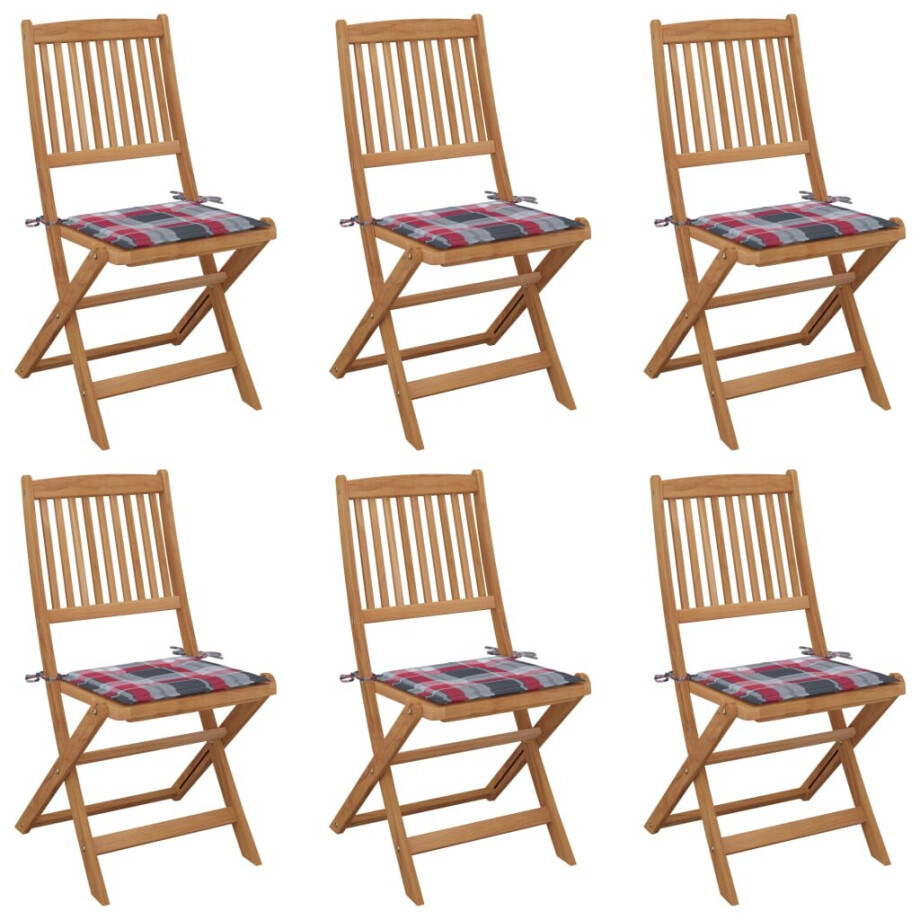 vidaXL Tuinstoelen 6 st inklapbaar met kussens massief acaciahout afbeelding 1