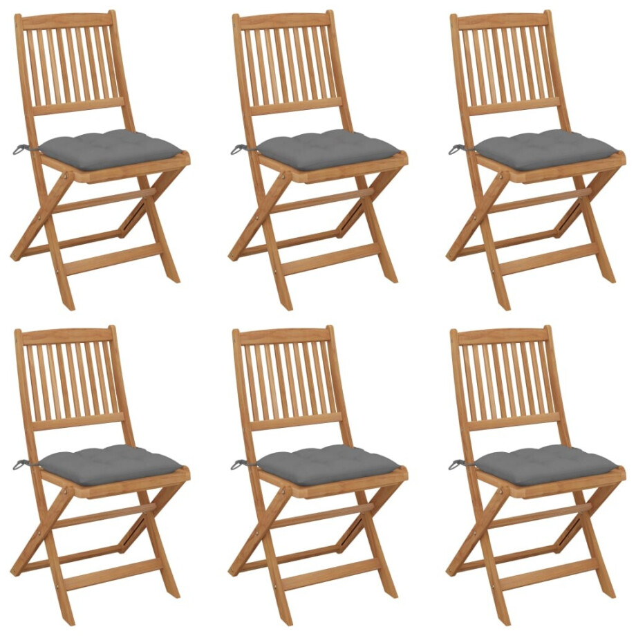 vidaXL Tuinstoelen 6 st inklapbaar met kussens massief acaciahout vidaXL Tuinstoelen 6 st inklapbaar met kussens massief acaciahout afbeelding 1
