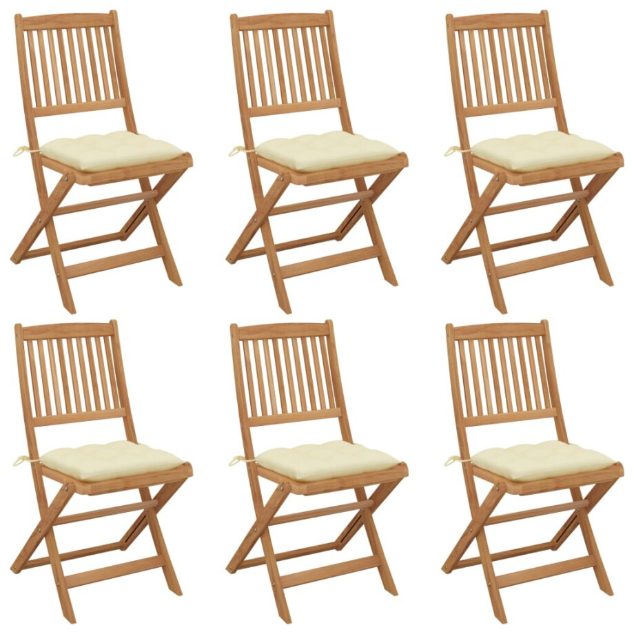 vidaXL Tuinstoelen 6 st inklapbaar met kussens massief acaciahout vidaXL Tuinstoelen 6 st inklapbaar met kussens massief acaciahout afbeelding 1