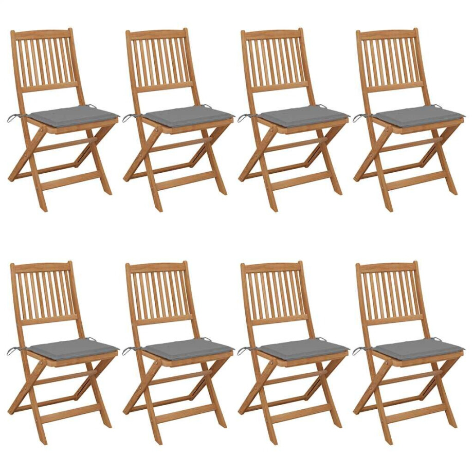 vidaXL Tuinstoelen 8 st inklapbaar met kussens massief acaciahout afbeelding 1