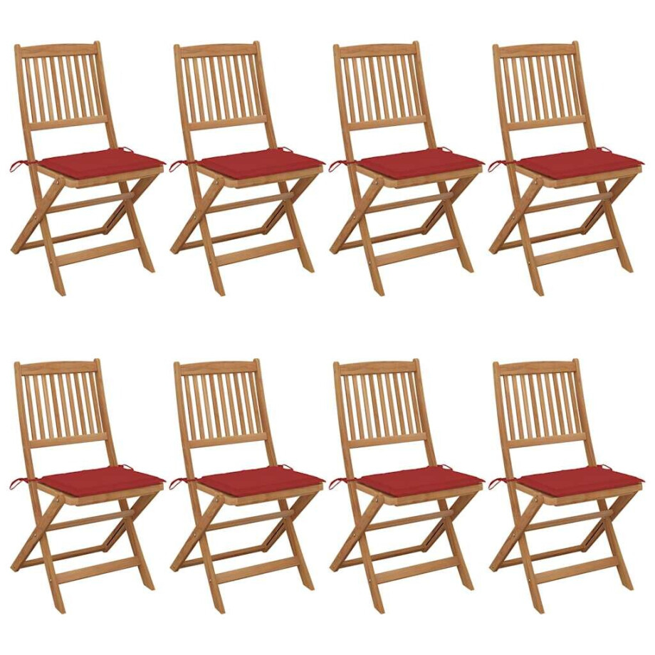 vidaXL Tuinstoelen 8 st inklapbaar met kussens massief acaciahout vidaXL Tuinstoelen 8 st inklapbaar met kussens massief acaciahout afbeelding 1