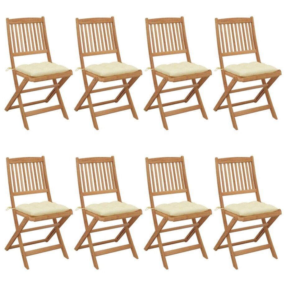 vidaXL Tuinstoelen 8 st inklapbaar met kussens massief acaciahout afbeelding 1