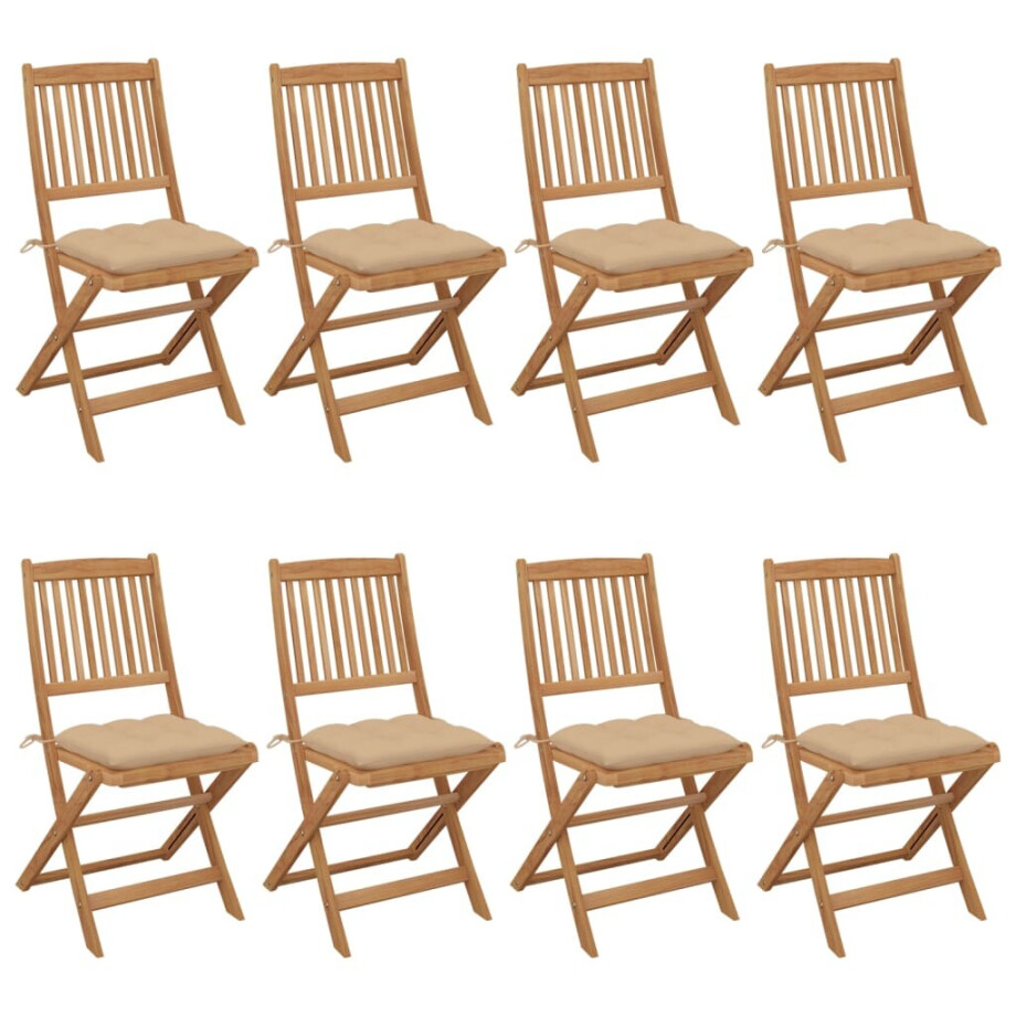 vidaXL Tuinstoelen 8 st inklapbaar met kussens massief acaciahout vidaXL Tuinstoelen 8 st inklapbaar met kussens massief acaciahout afbeelding 1