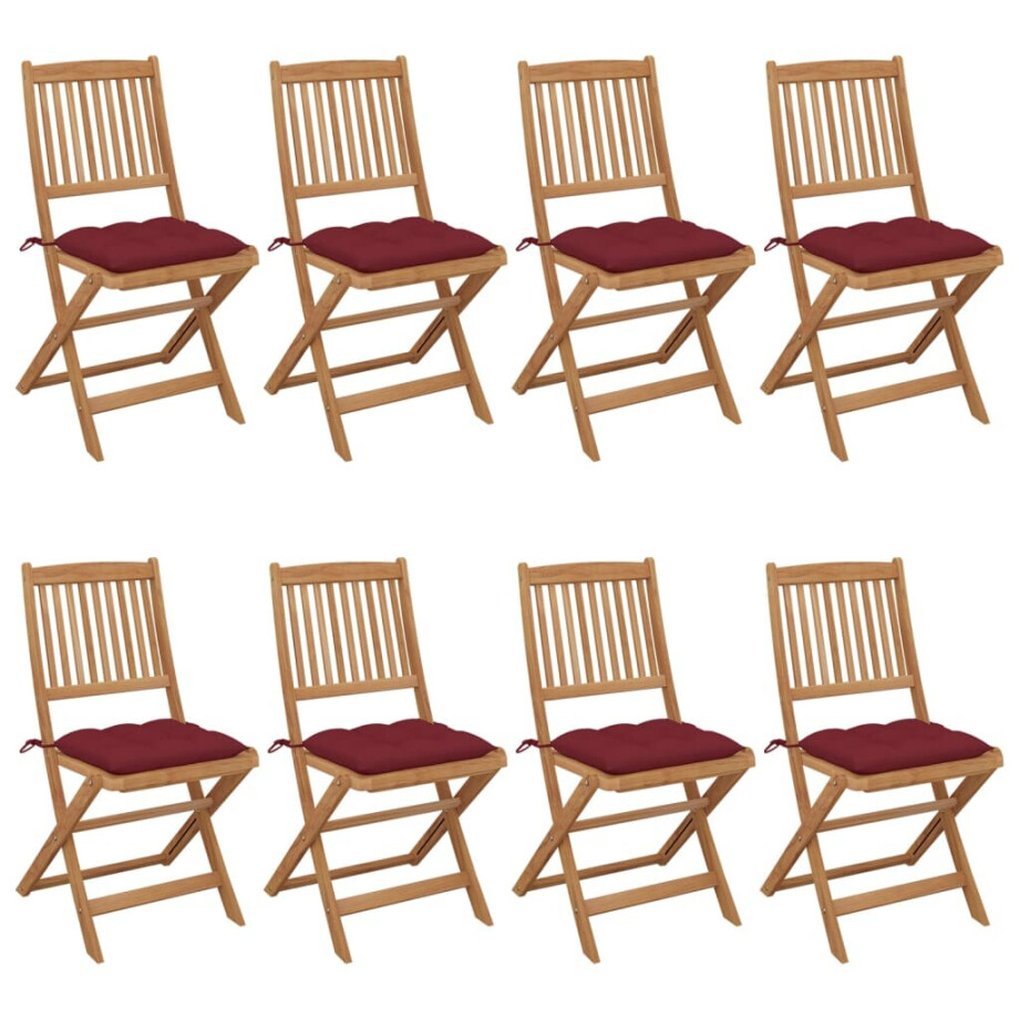 vidaXL Tuinstoelen 8 st inklapbaar met kussens massief acaciahout vidaXL Tuinstoelen 8 st inklapbaar met kussens massief acaciahout afbeelding 1