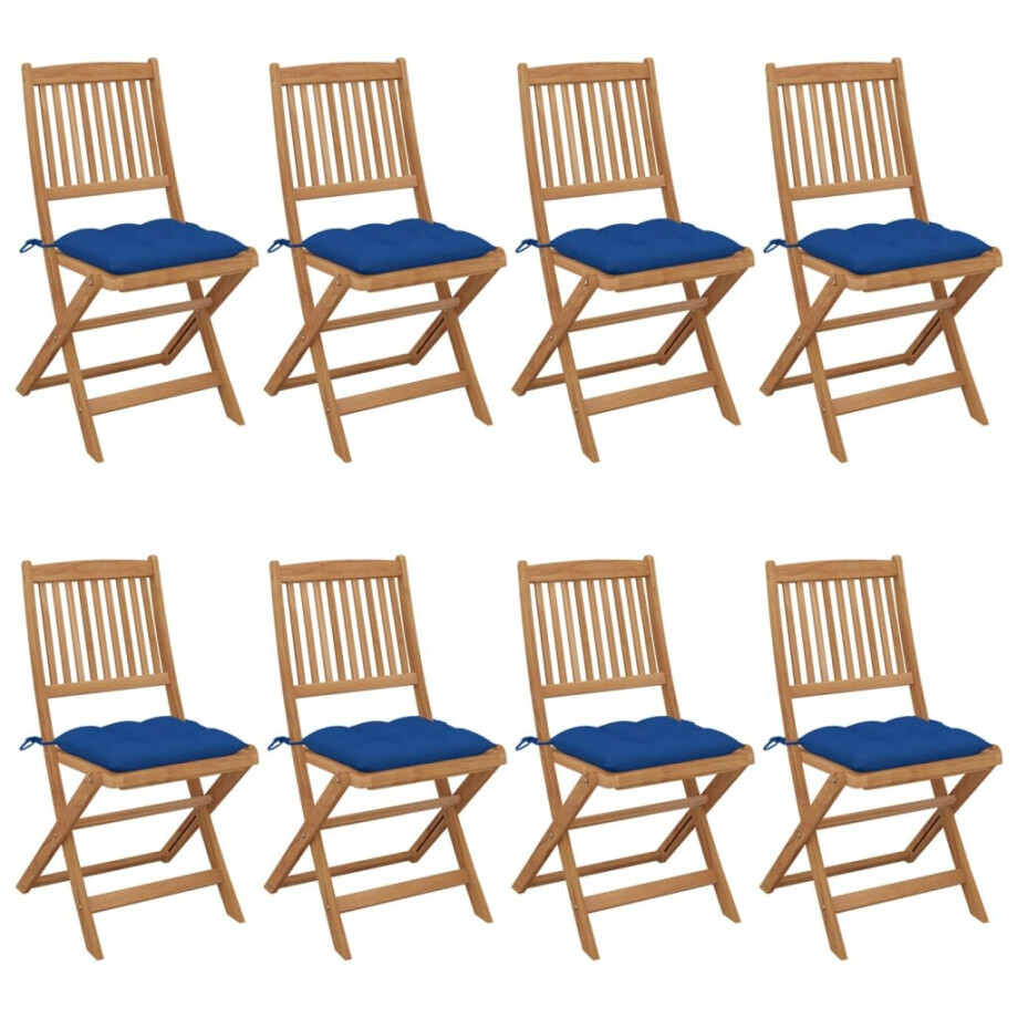 vidaXL Tuinstoelen 8 st inklapbaar met kussens massief acaciahout vidaXL Tuinstoelen 8 st inklapbaar met kussens massief acaciahout afbeelding 1