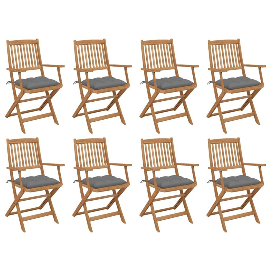 vidaXL Tuinstoelen 8 st inklapbaar met kussens massief acaciahout vidaXL Tuinstoelen 8 st inklapbaar met kussens massief acaciahout afbeelding 1