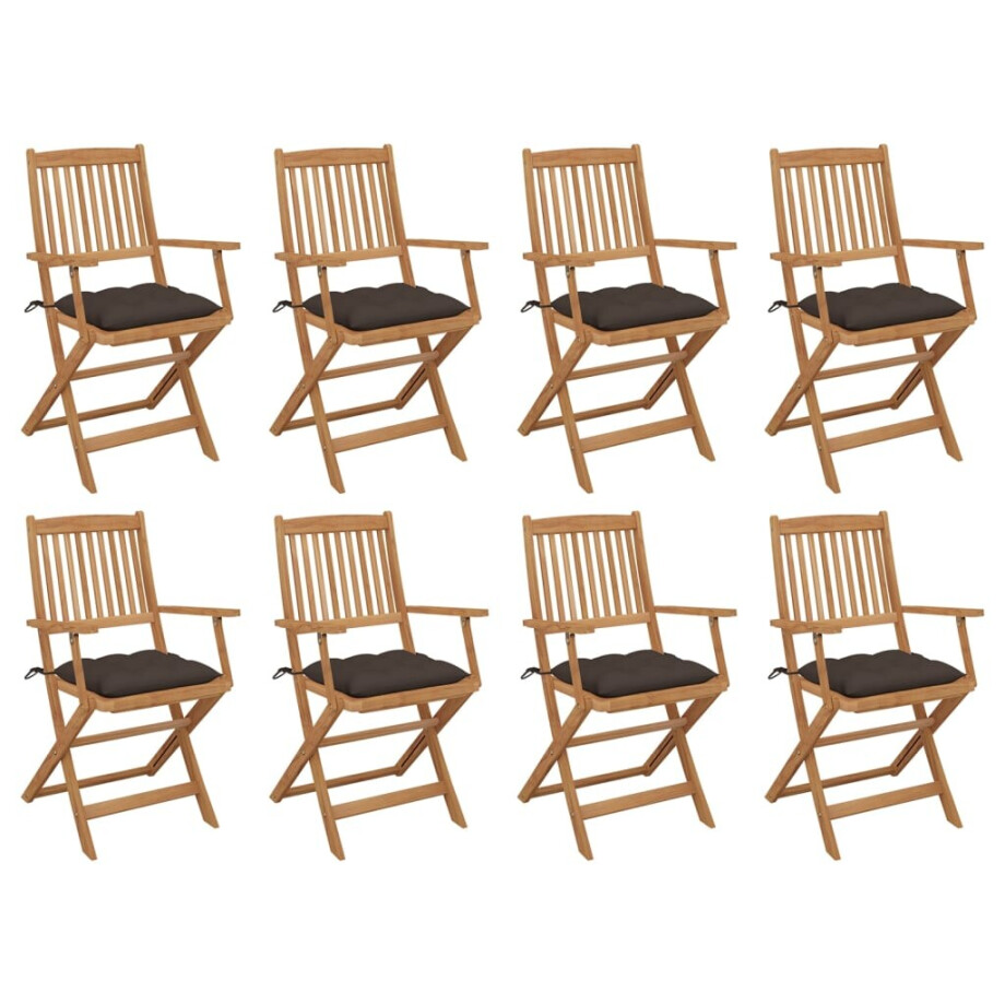 vidaXL Tuinstoelen 8 st inklapbaar met kussens massief acaciahout afbeelding 1