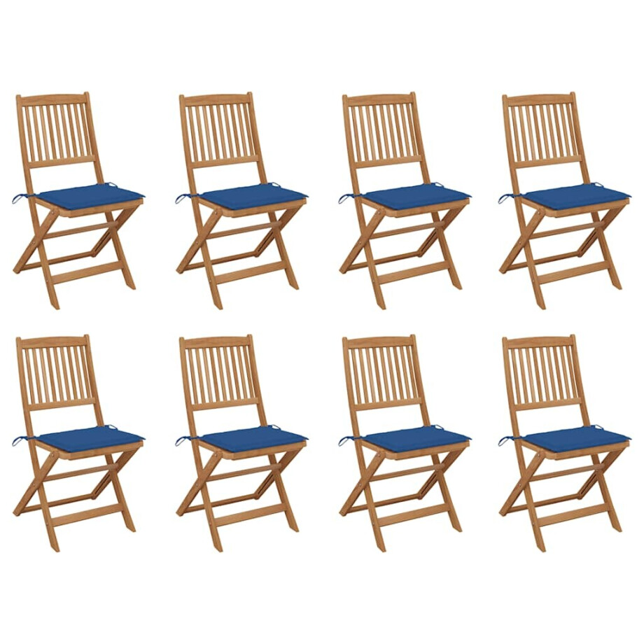 vidaXL Tuinstoelen 8 st inklapbaar met kussens massief acaciahout afbeelding 1